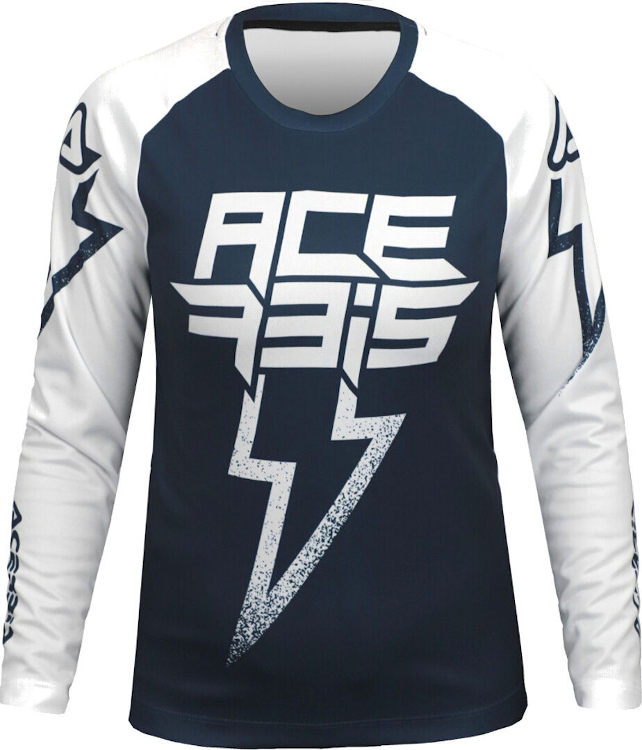 Acerbis J-Kid Blizzard Maillot de motocross para niños - Blanco Azul (L)