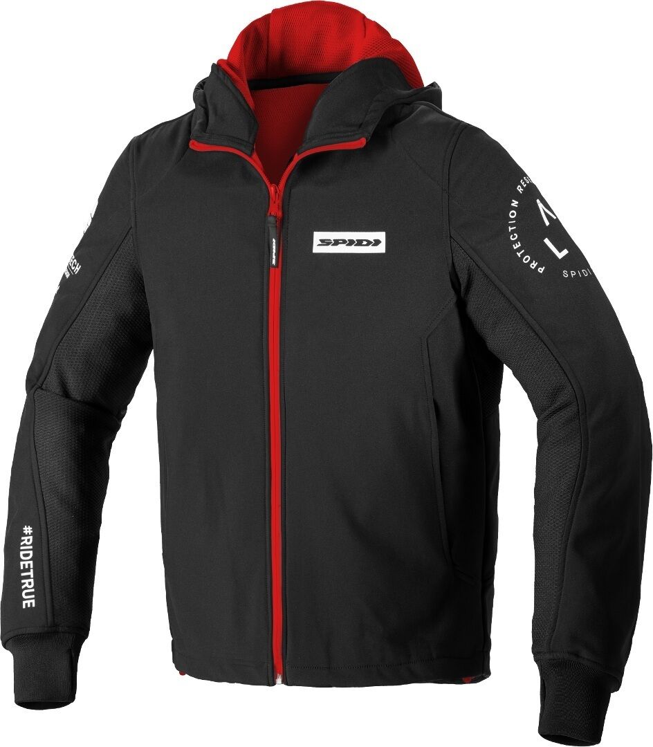 Spidi TexTech Armor Evo Sudadera con capucha para motocicletas - Negro Rojo (L)