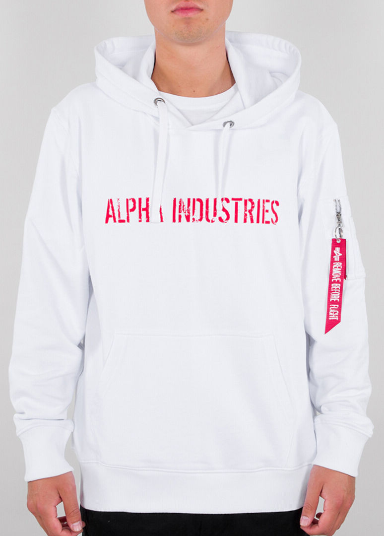 Alpha RBF Moto sudadera con capucha - Blanco Rojo (S)