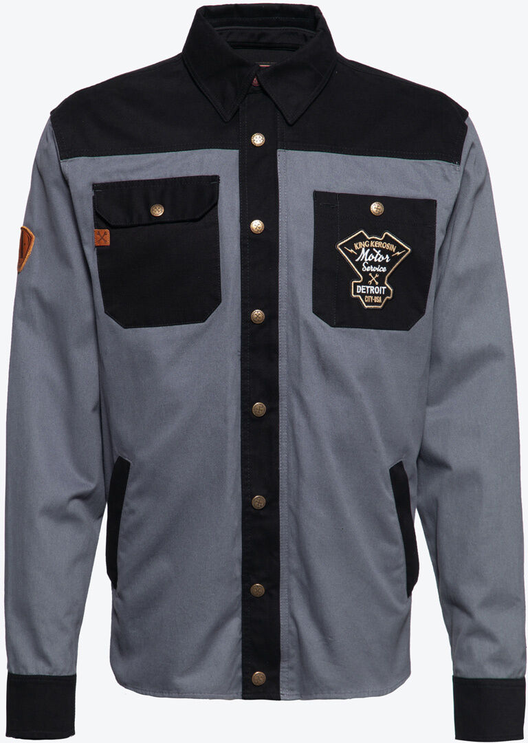 King Kerosin Motor Service Speedshop Workwear Camisa - Negro Gris (L)
