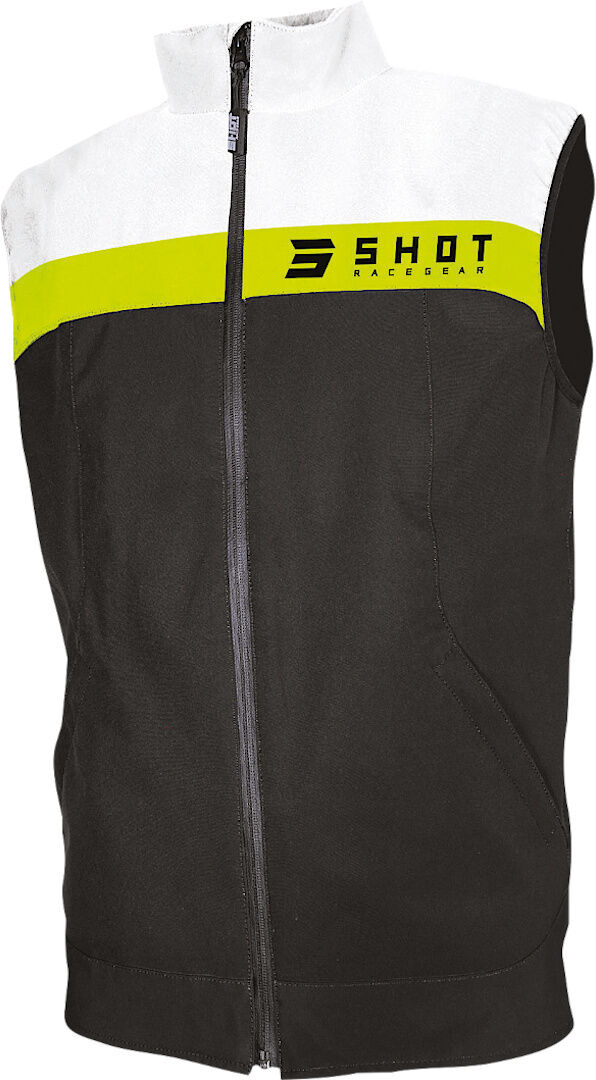 Shot Team Bodywarmer Chaleco de motocross - Negro Blanco Amarillo (L)