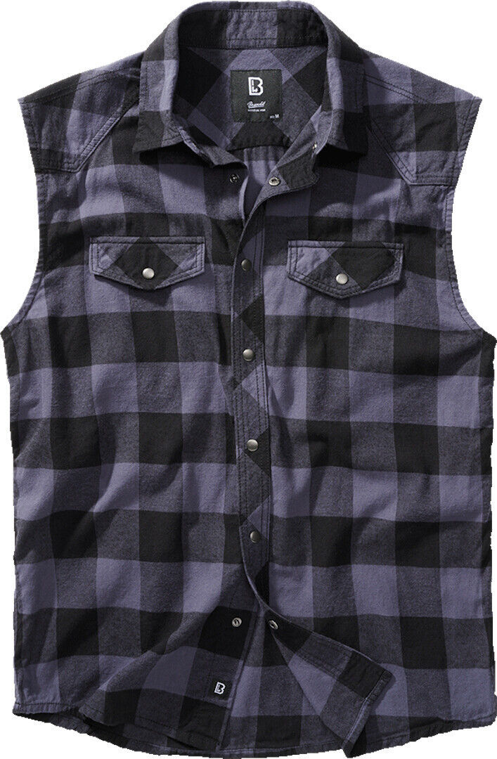 Brandit Checkshirt Camisa sin mangas - Negro Gris (7XL)