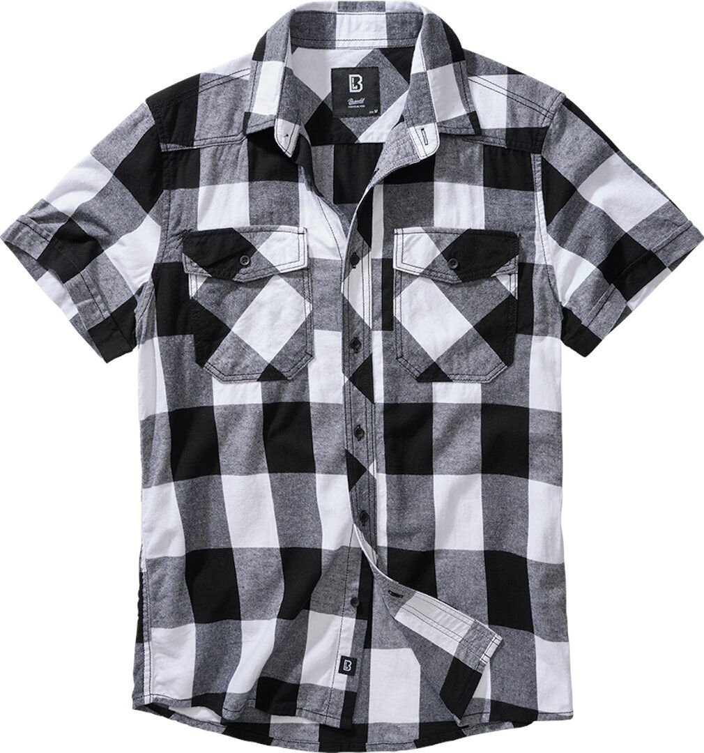 Brandit Checkshirt Camisa de manga corta - Negro Blanco (S)