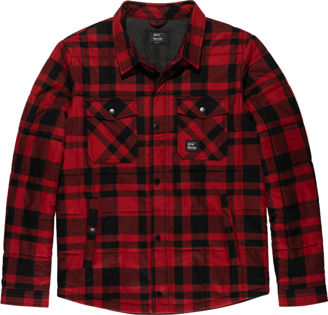 Vintage Industries Square Padded Camisa - Negro Rojo (L)