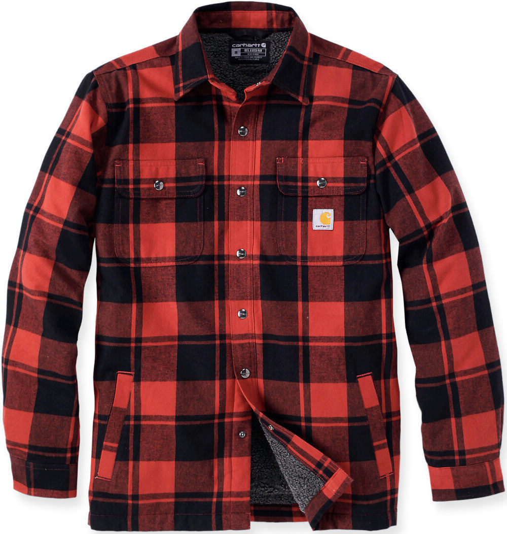 Carhartt Heavyweight Flannel Sherpa Camisa - Rojo (L)