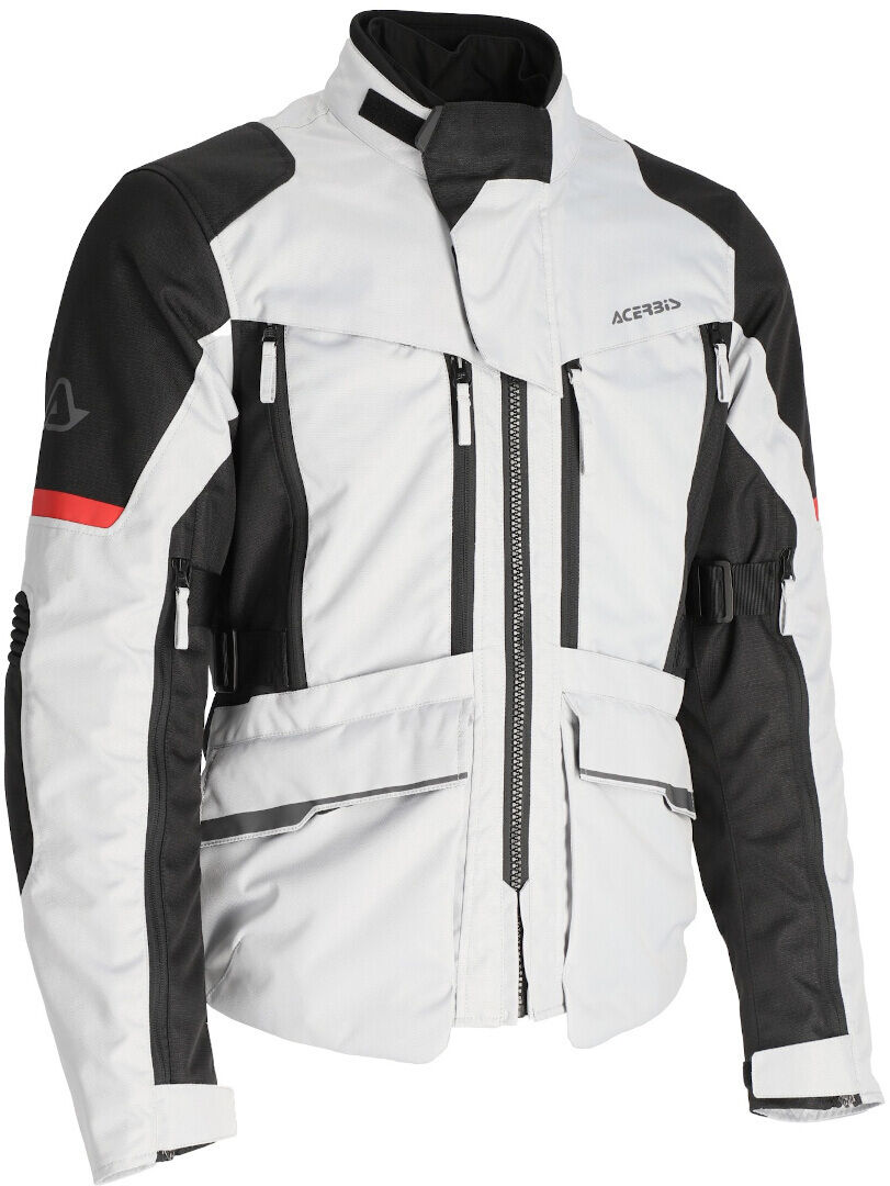 Acerbis X-Rover chaqueta textil impermeable para motocicletas - Negro Gris Rojo (L)