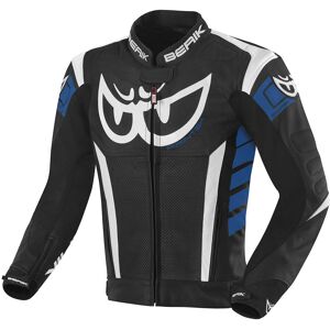 Berik Zakura Chaqueta de cuero para motocicleta - Negro Blanco Azul (58)