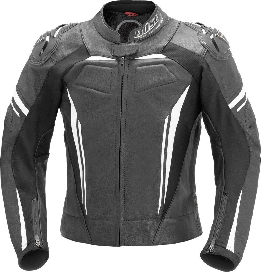 Büse Imola Damas chaqueta de cuero de la motocicleta - Negro Blanco (36)