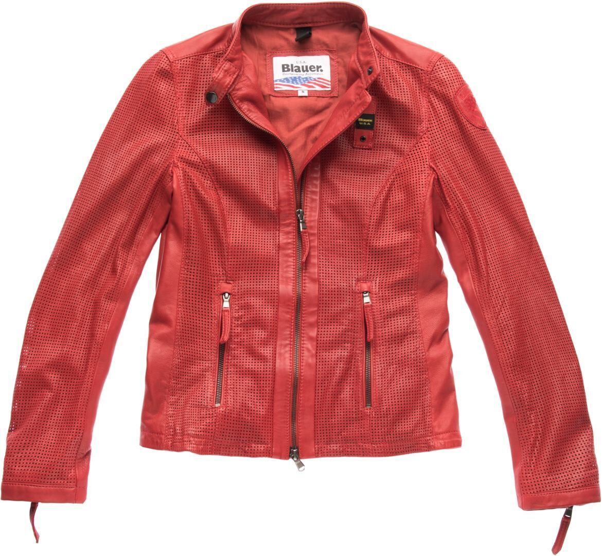 Blauer USA Miller Chaqueta de cuero de las señoras perforada - Rojo (XL)