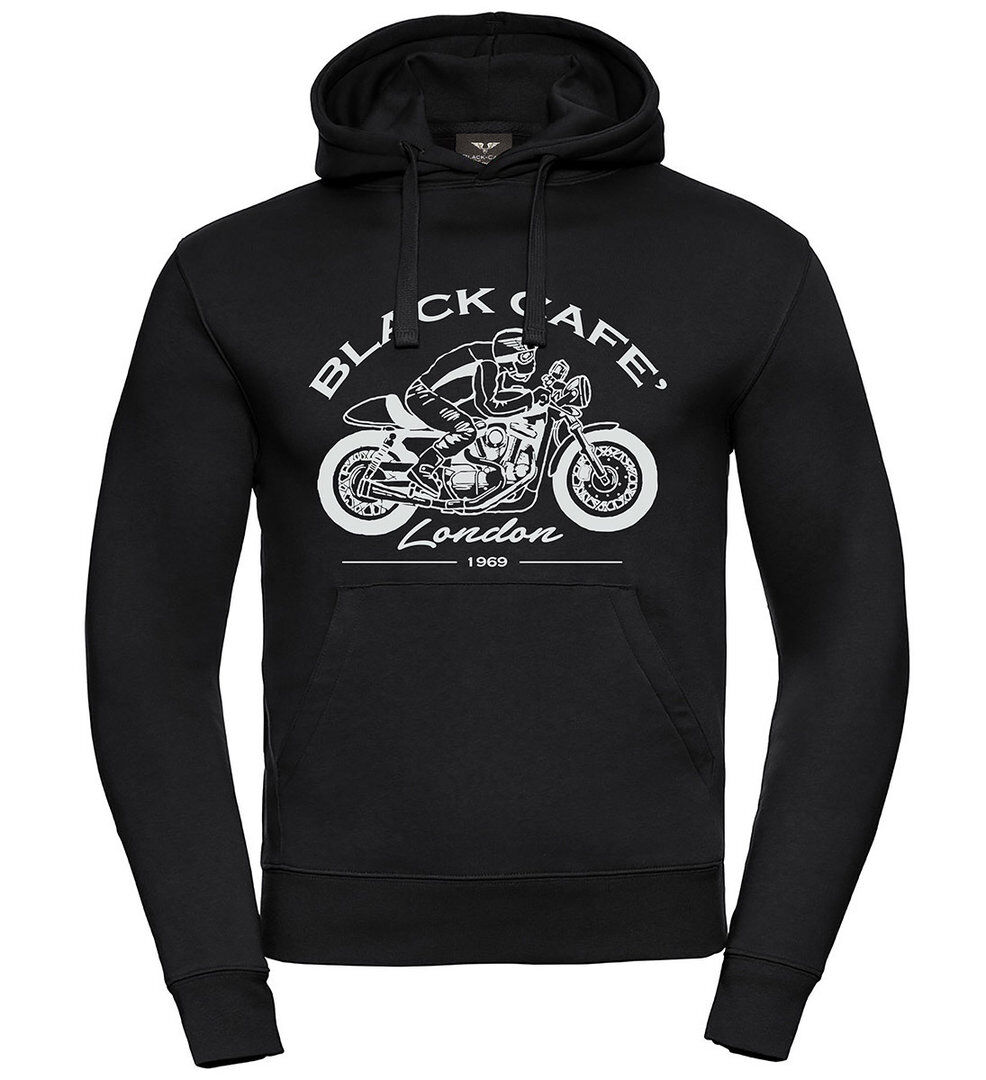 Black-Cafe London Retro Bike sudadera con capucha - Negro Blanco (3XL)