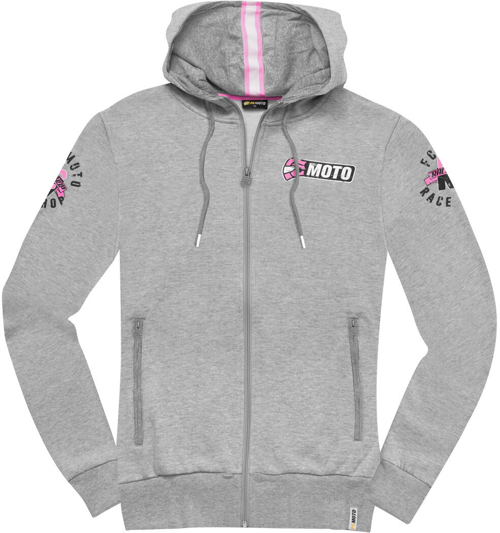 FC-Moto Effortless Sudadera con capucha con cremallera para mujer - Gris Rosa (M)