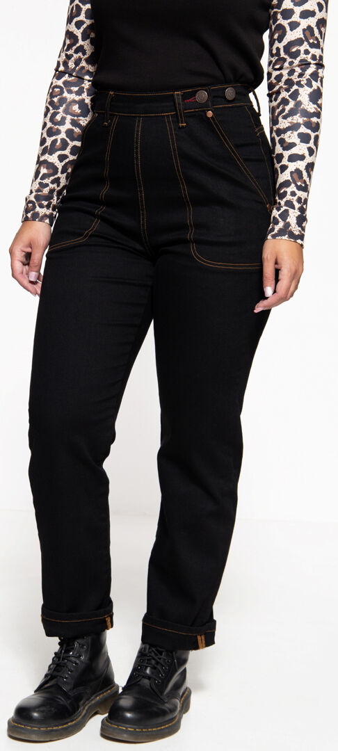 King Kerosin Queen Kerosin 50´s Vintage Fit Black Jeans para damas - Negro (26)