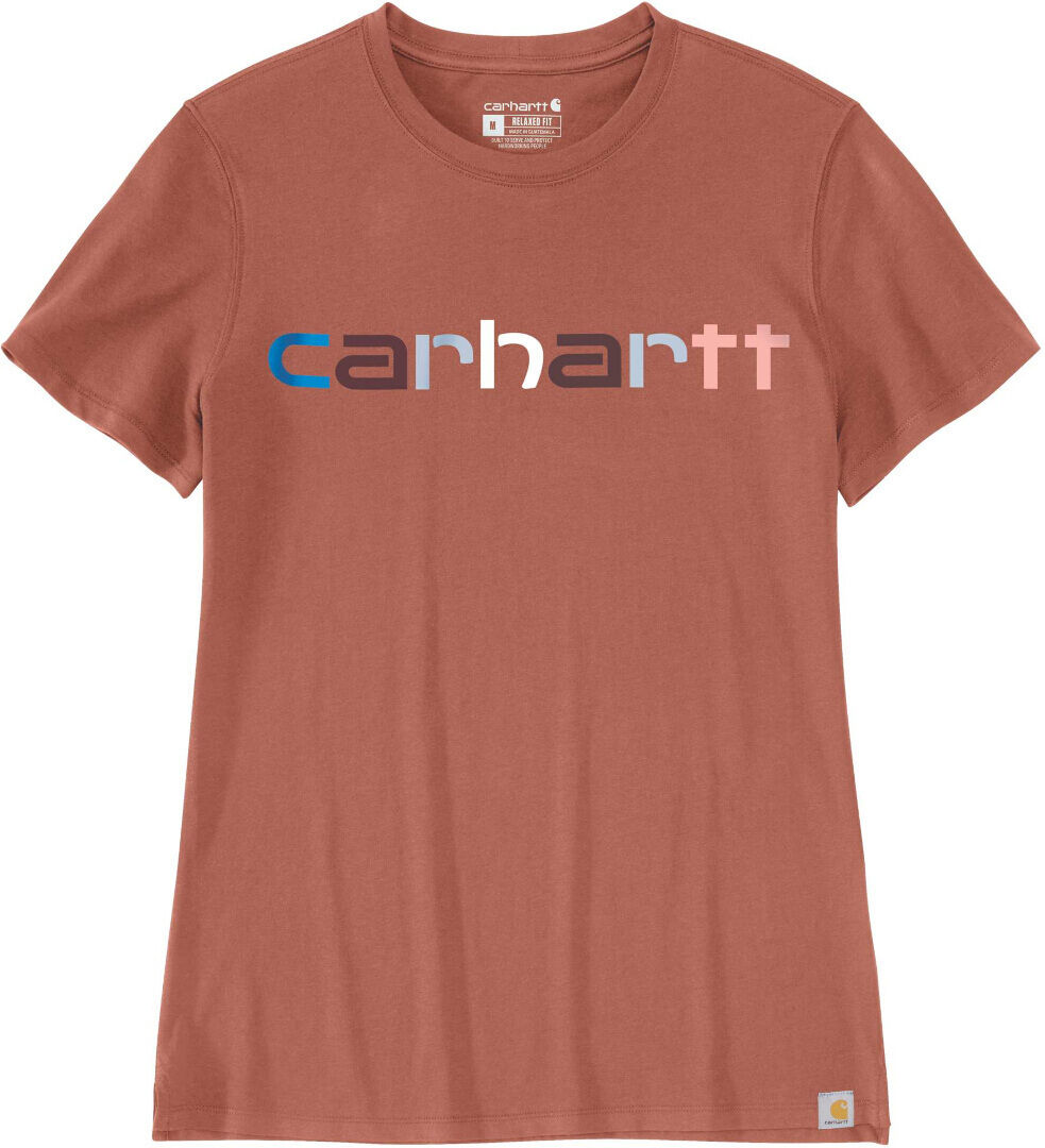 Carhartt Relaxed Fit Lightweight Multi Color Logo Graphic Camiseta de damas - Marrón (XL)