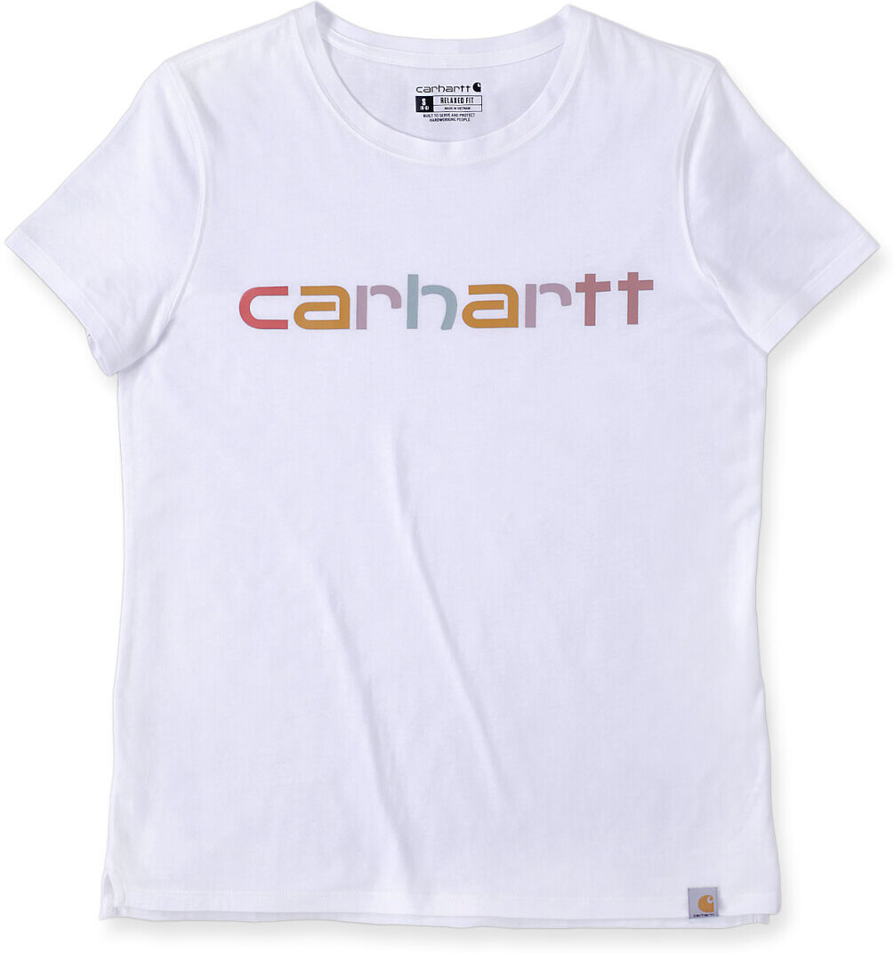 Carhartt Relaxed Fit Lightweight Multi Color Logo Graphic Camiseta de damas - Blanco (XL)