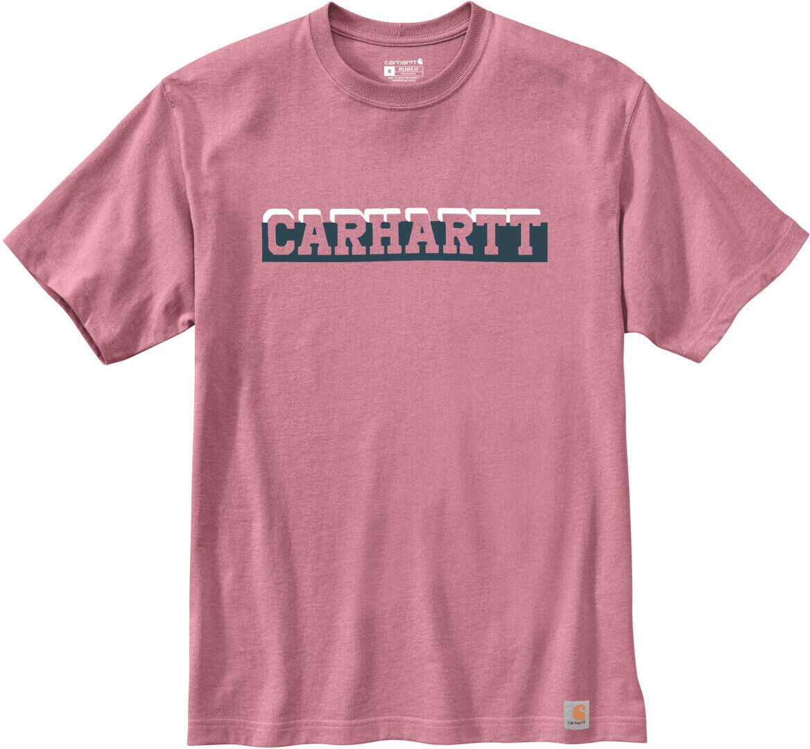 Carhartt Relaxed Fit Heavyweight Logo Graphic Camiseta - Rosa (XL)