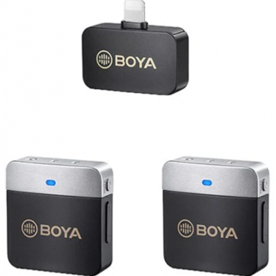 Micrófono Doble Inalámbrico Boya M1V6 para dispositivos IOS Micrófono Doble Inalámbrico Boya M1V6 para dispositivos IOS