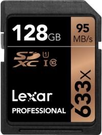 Lexar Tarjeta de memoria Lexar Professional 633x SDHC/SDXC UHS-I a 95MB/s de 128GB Lexar Tarjeta de memoria Lexar Professional 633x SDHC/SDXC UHS-I a 95MB/s de 128GB