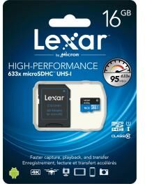 Lexar Tarjeta de Memoria Lexar High-Performance microSDHC/microSDXC 633x UHS-I 16Gb Lexar Tarjeta de Memoria Lexar High-Performance microSDHC/microSDXC 633x UHS-I 16Gb