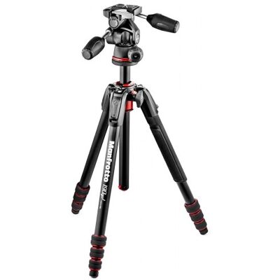 Trípode de aluminio Manfrotto 190Go! 4 secciones con rótula 3-Way Trípode de aluminio Manfrotto 190Go! 4 secciones con rótula 3-Way