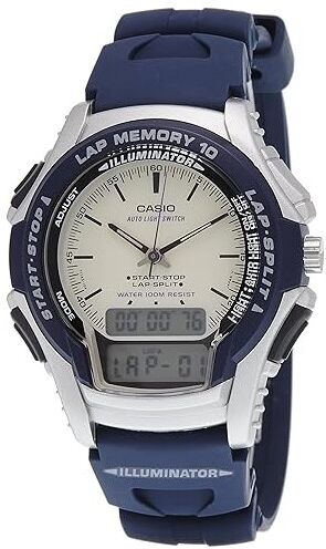 Casio Reloj Digital Correa Goma Azul 10 Memoria de vueltas WR 100m