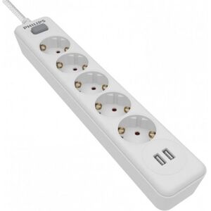 Regleta de 5 enchufes + 2 usb Philips SPN3052WA