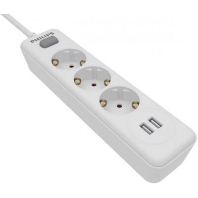 Regleta de 3 enchufes + 2 usb Philips SPN3032WA Regleta de 3 enchufes + 2 usb Philips SPN3032WA