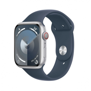 Apple Watch Series 9 GPS+Cellular 45mm Plata con correa azul M/L (MRMH3QL/A)