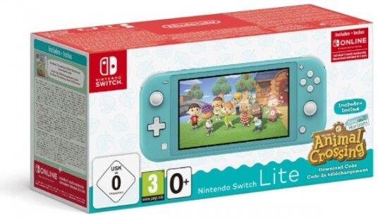 Consola Nintendo Switch Lite Azul Turquesa con Animal Crossing