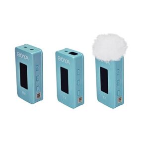 Micrófono inalámbrico BOYA BY-XM6-K2  de 2,4 GHz (1xRX y 2xTX) con estuche de carga Azul