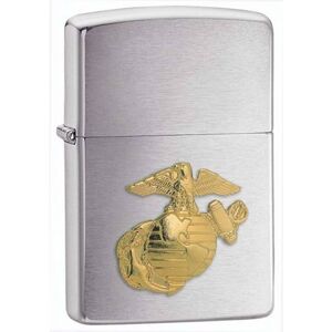 Zippo mechero acero con escudo dorado