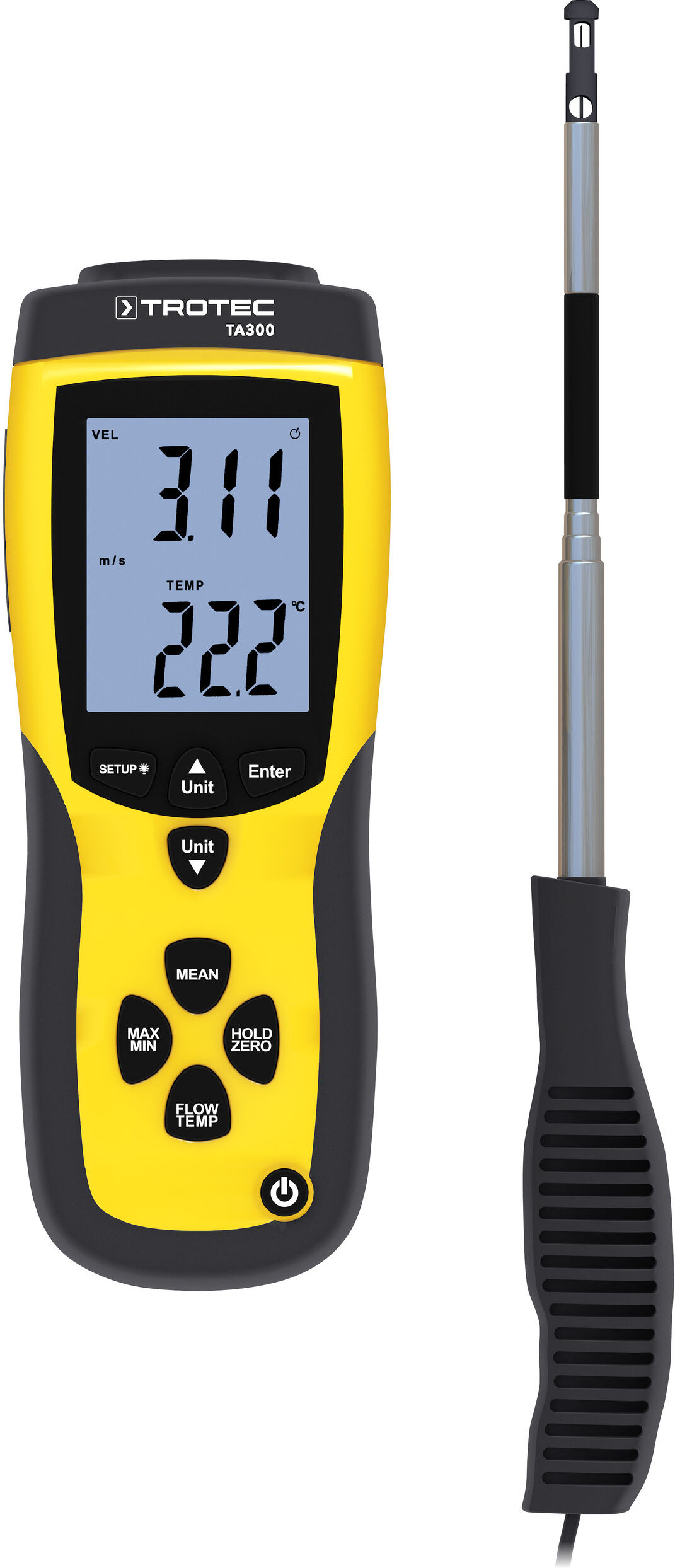 Trotec Anemómetro TA300 sonda recta incl. certificado de calibración