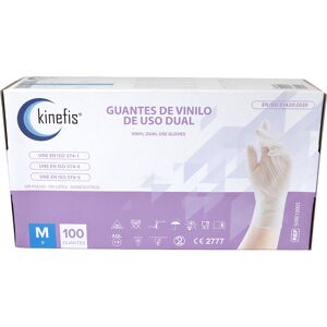 Guantes de vinilo naturales duales sin polvo con certificación EN455-4 y EN374-2 (Caja de 100 unidades)