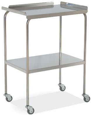 Mesa auxiliar inoxidable inferior liso superior con reborde en tres lados Mesa auxiliar inoxidable inferior liso superior con reborde en tres lados