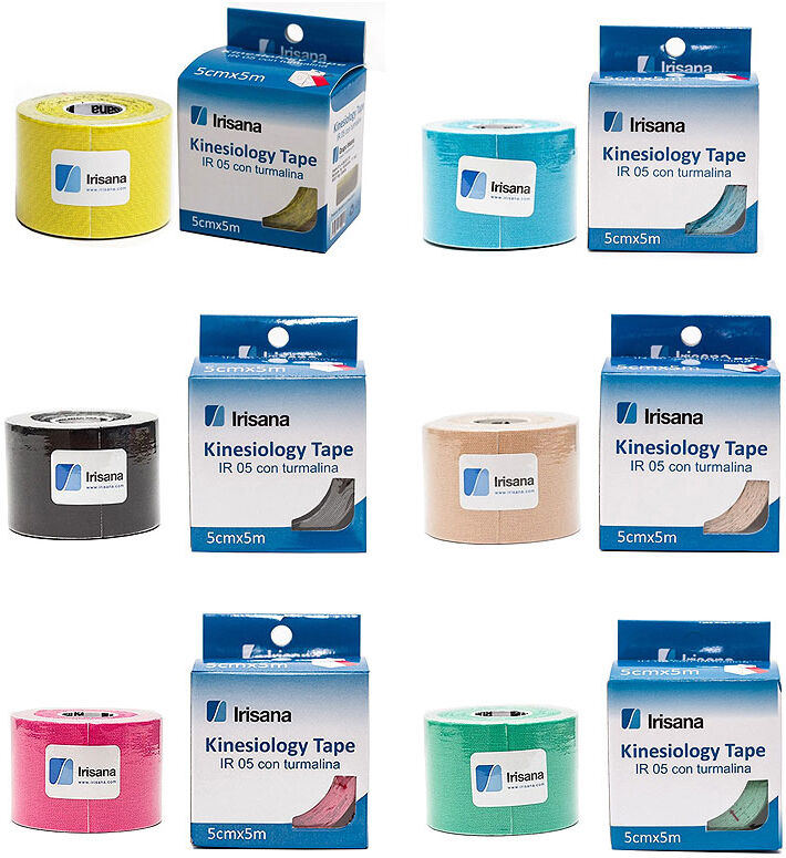 Pack 24 Rollos Vendaje neuromuscular Kinesiology Tape Irisana con Turmalina 5cm X 5m Pack 24 Rollos Vendaje neuromuscular Kinesiology Tape Irisana con Turmalina 5cm X 5m