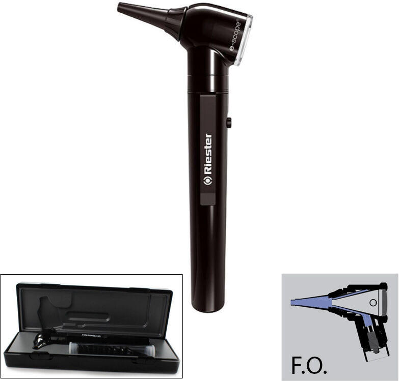 Otoscopio Riester e-scope F.O XL 2,5V en estuche (color negro) Otoscopio Riester e-scope F.O XL 2,5V en estuche (color negro)