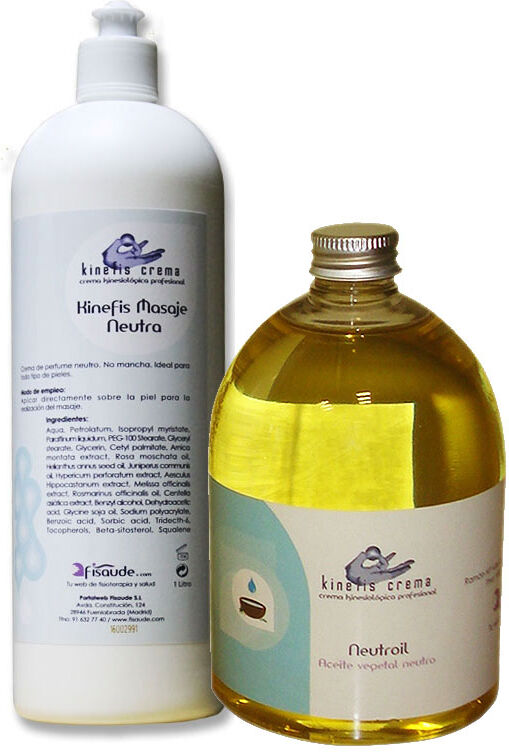 Pack Masaje Kinefis Neutro: Crema Masaje Neutra Kinefis + Aceite Masaje Neutro Kinefis: Consigue una agradable sensación de masaje Pack Masaje Kinefis Neutro: Crema Masaje Neutra Kinefis + Aceite Masaje Neutro Kinefis: Consigue una agradable sensación de masaje