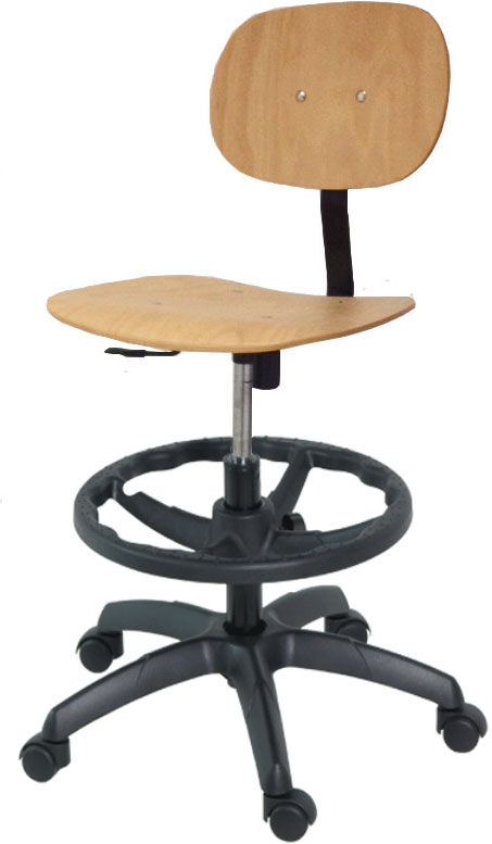 Taburete Kinefis Economy de Madera, con Respaldo, Altura Alto con Reposapiés Taburete Kinefis Economy de Madera, con Respaldo, Altura Alto con Reposapiés