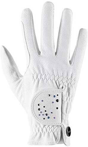 UVEX sportstyle diamond, guante de equitación elástico unisex, resistente al desgaste, adornado con cristales Swarovski, white, 7.5