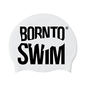 BornToSwim Bormioli nto Swim Jóvenes y Adultos Gorro de natación de Silicona con tiburón Diseños, Todo el año, Unisex, Color Blanco/Negro, tamaño Medium