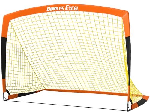 Dimples Excel Portería de Fútbol para Niños Plegables Portería Red para Niños Jardín Entrenamiento Futbol - 5'x 3.6', Naranja+Negro,1 Pack