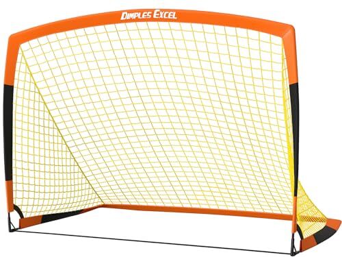 Dimples Excel Portería de Fútbol para Niños Plegables Portería Red para Niños Jardín Entrenamiento Futbol - 7'x 5', Naranja+Negro,1 Pack