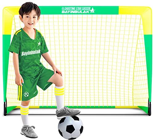 BAYINBULAK Portería de Futbol para Niños Porterias de Futbol Jardin Regalos del Festival (3'x2.2', Amarillo+ Verde) x1 Pack