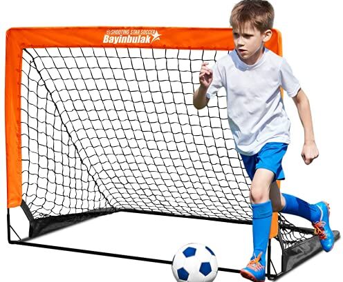 BAYINBULAK Portería de Futbol para Niños Porterias de Futbol Jardin Regalos del Festival (4'x3', Naranja) x1 Pack