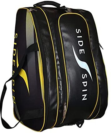 SideSpin - Paletero Doble SS América - Capacidad para 4 Palas - Bolsillo Especial para Calzado y Ropa Sucia - Bolsillo con Cremallera para Objetos Pequeños, Amarillo, Tamaño Único, Material Nailon