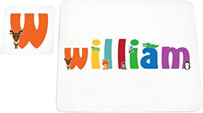 Little Helper mantel con Coaster estilo illustratif pintado con el nombre de joven niño William