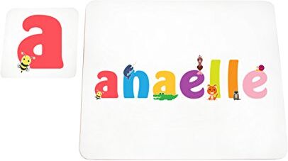 Little Helper mantel con Coaster estilo illustratif pintado con el nombre de joven ANAELLE