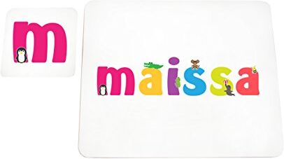 Little Helper mantel con Coaster estilo illustratif pintado con el nombre de joven Maissa