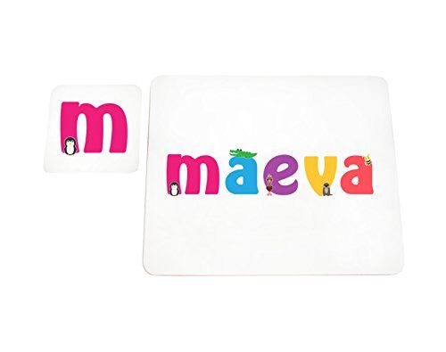 Little Helper mantel con Coaster estilo illustratif pintado con el nombre de joven Maeva