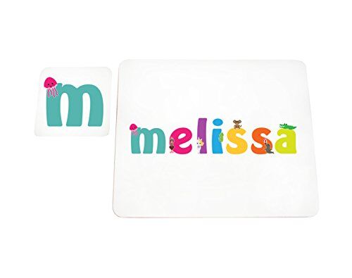 Little Helper mantel con Coaster estilo illustratif pintado con el nombre de joven Melissa