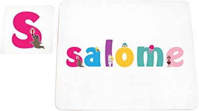 Little Helper mantel con Coaster estilo illustratif pintado con el nombre de joven Salome